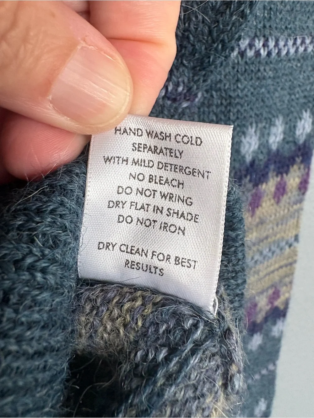 NOVICA 100% Alpaca Fair Isle Sweater Medium Blue Purple Made in Peru Soft